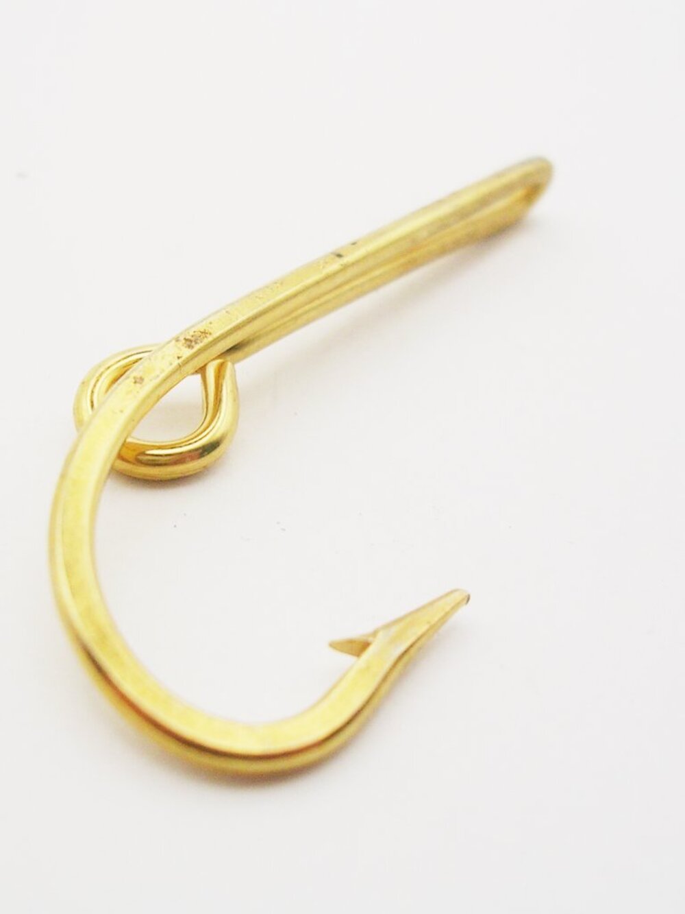 Vintage Fishing Hook Tie Bar Money Clip gold tone classic Men's Accessory